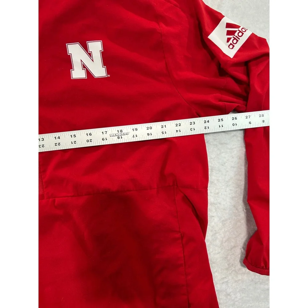 Adidas Nebraska Cornhuskers Mens Large Red Quarter Zip Windbreaker Pullover